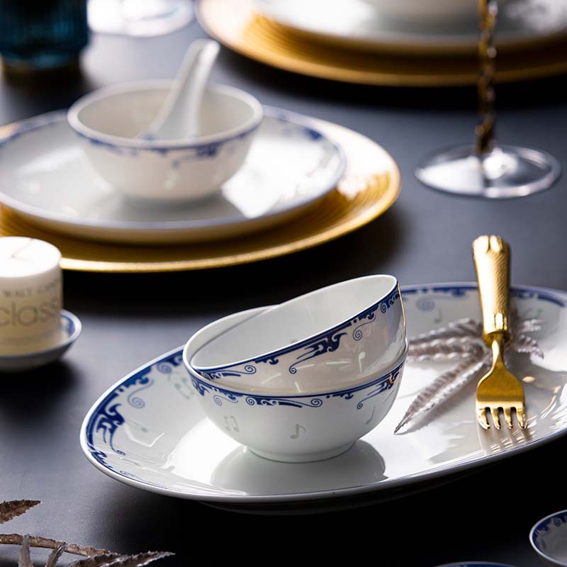 Ode aan het Moederland handgemaakt hoogvuur blauw en wit met doorboord patroon jingdezhen servies ( (3)